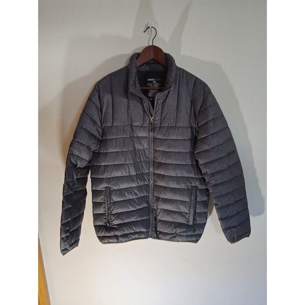 Swiss Tech Packable Puffer Jacket Small Black Lightweight Warm Full Zip Outdoor